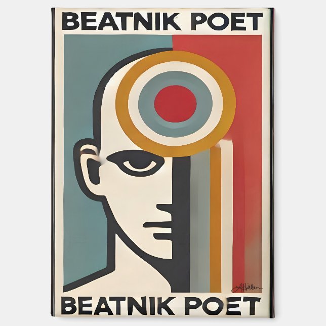 Imán Arte Beatnik Poeta Moderno de Mitad de Siglo (Anverso)
