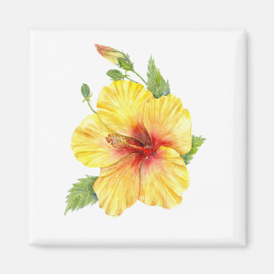 Imán Arte botánico amarillo hibiscus