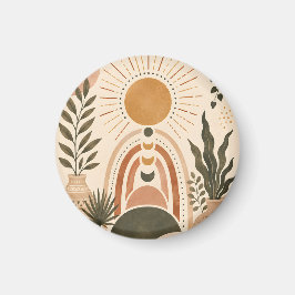Imán Arte botánico y sol boho