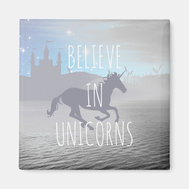 Imán Arte caprichoso de Cree en Unicornios (Frente)