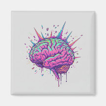 Arte ciberpunk neuroespicy | Cerebro neón rosa