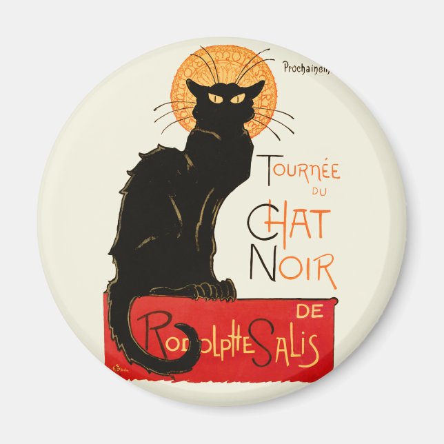 Imán Arte clásico de gato negro de Steinlen (Frente)