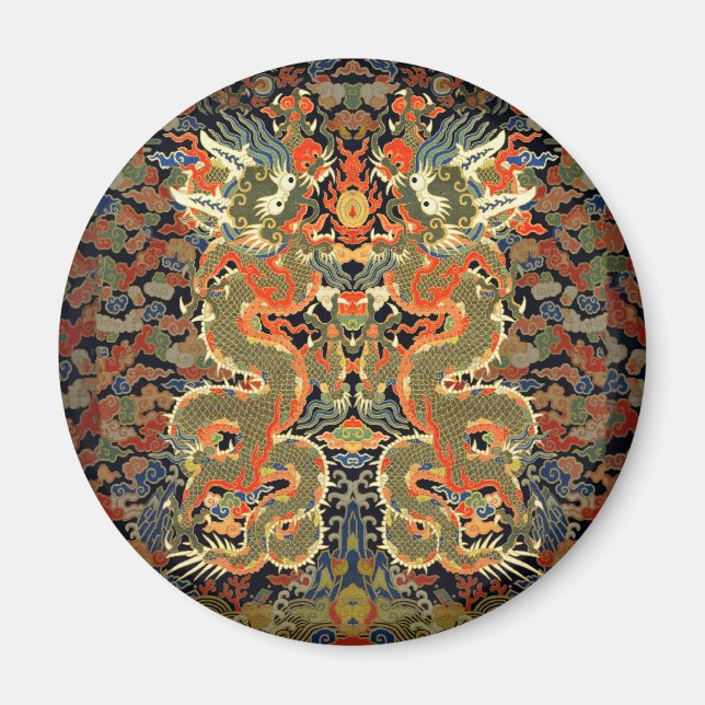 Imán Arte colorido de dragón asiático chino (Frente)