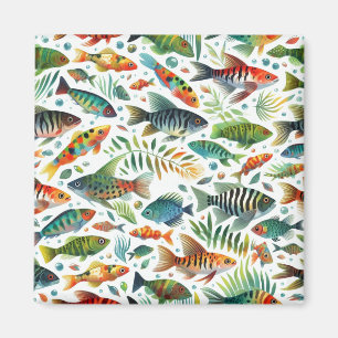 Imán Arte colorido de peces submarinos