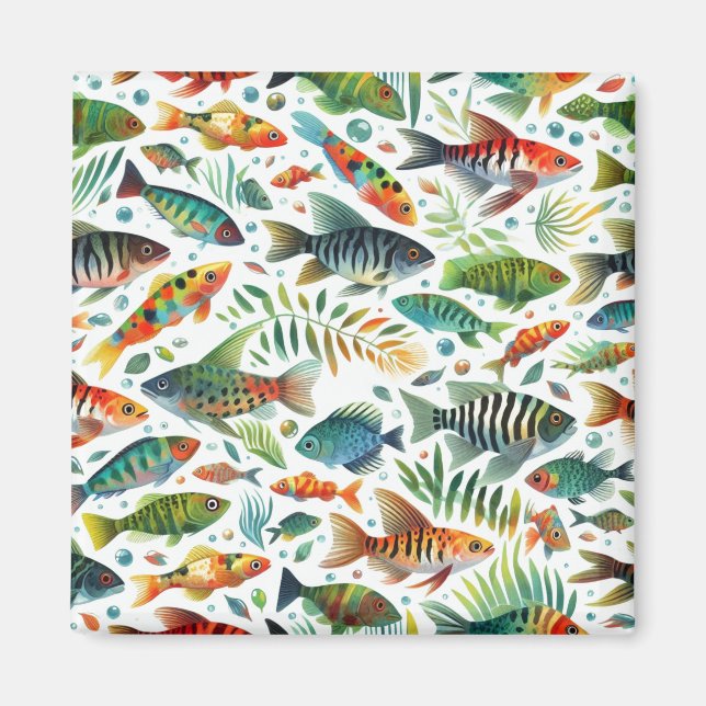 Imán Arte colorido de peces submarinos (Frente)