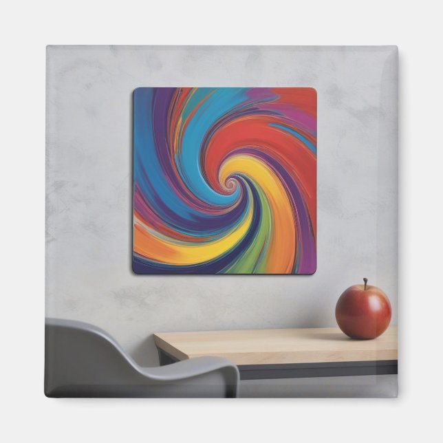 Imán Arte colorido moderno con una mesa Apple (Frente)