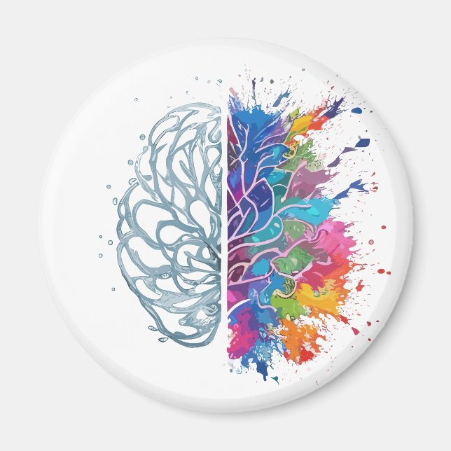 Imán Arte creativo de cerebro izquierdo vs derecho (Frente)