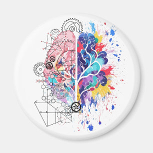Imán Arte creativo de cerebro izquierdo vs derecho