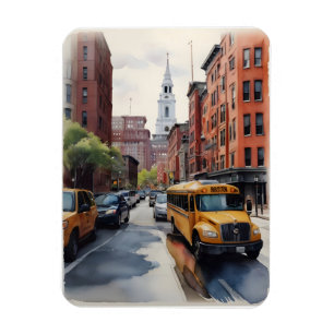 Imán arte de acuarela de Boston