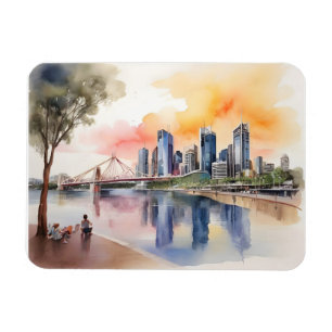 Imán arte de acuarela de Brisbane