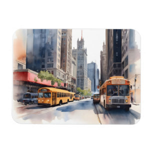 Imán arte de acuarela de Chicago