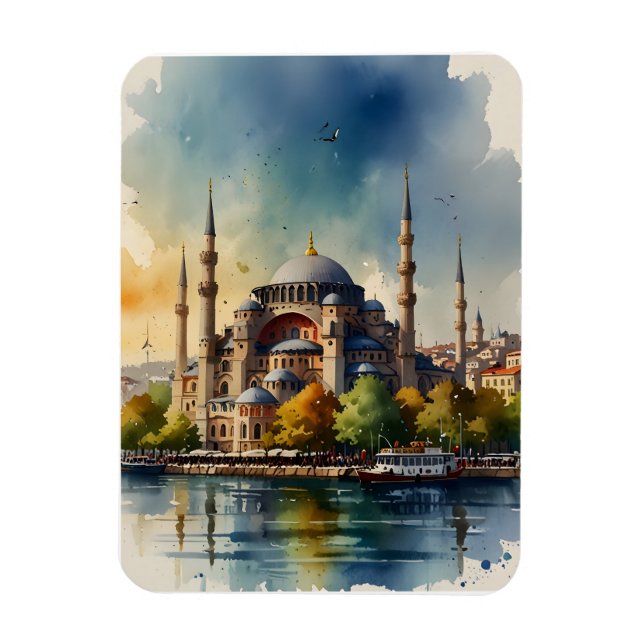 Imán arte de acuarela de Estambul (Vertical)