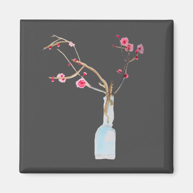 Imán Arte de acuarela de flor de cerezo sakura (Frente)