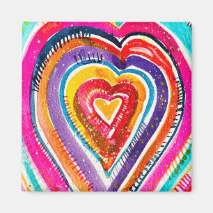 Imán Arte de acuarela de Heart Boho