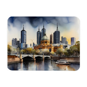 Imán arte de acuarela de Melbourne