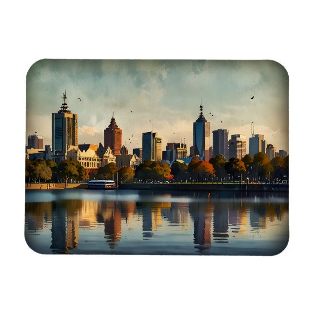 Imán arte de acuarela de Melbourne (Horizontal)