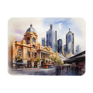 Imán arte de acuarela de Melbourne