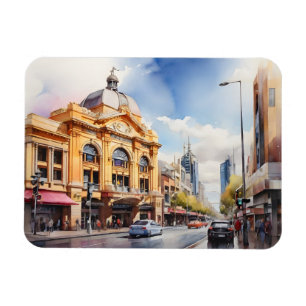 Imán arte de acuarela de Melbourne