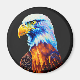 Imán Arte de águila calva colorido