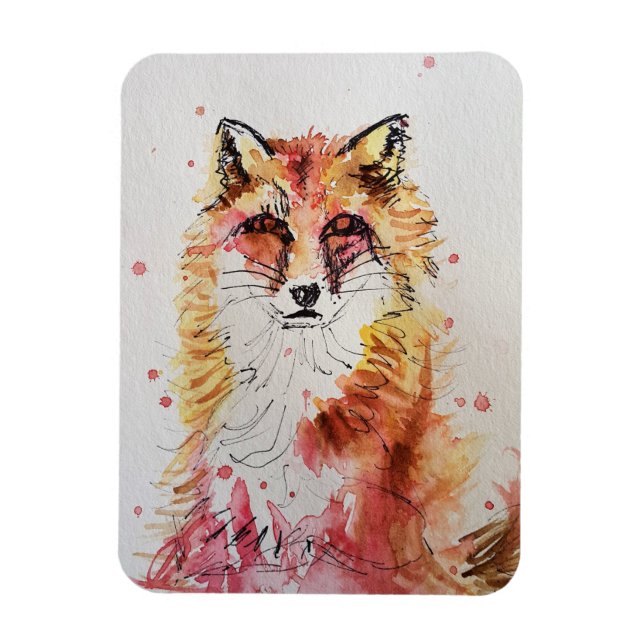 Imán Arte de animales de Woodland Red Fox (Vertical)