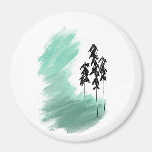 Imán arte de árbol verde escandinavo simple moderno men