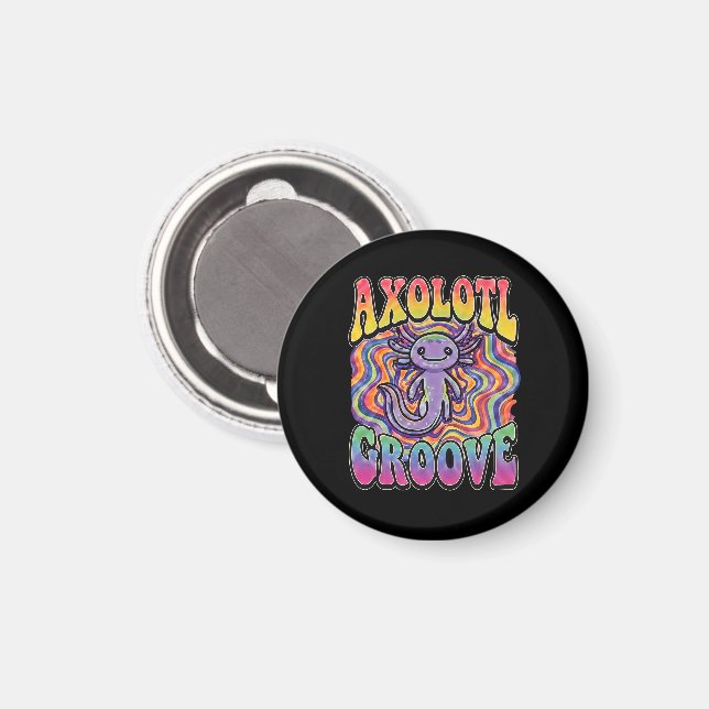 Imán Arte de arcoíris retro de los 70 hippie groovy lin (Anverso/Reverso)