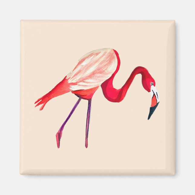 Imán arte de aves acuáticas flamingo naranja (Frente)