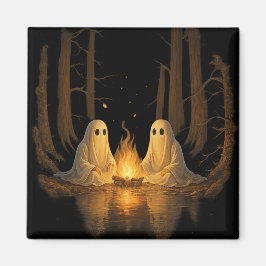 Imán Arte de bosque nocturno en fogata de fantasmas esp