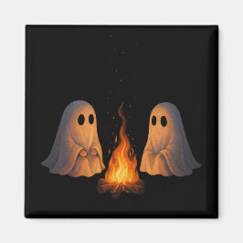 Imán Arte de bosque nocturno en fogata de fantasmas esp
