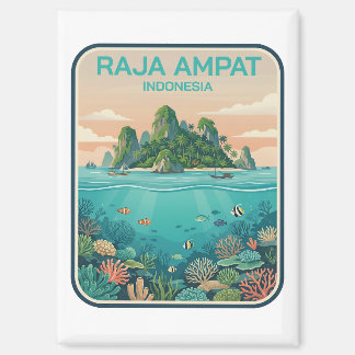 Imán Arte de buceo en el arrecife de coral vintage Raja