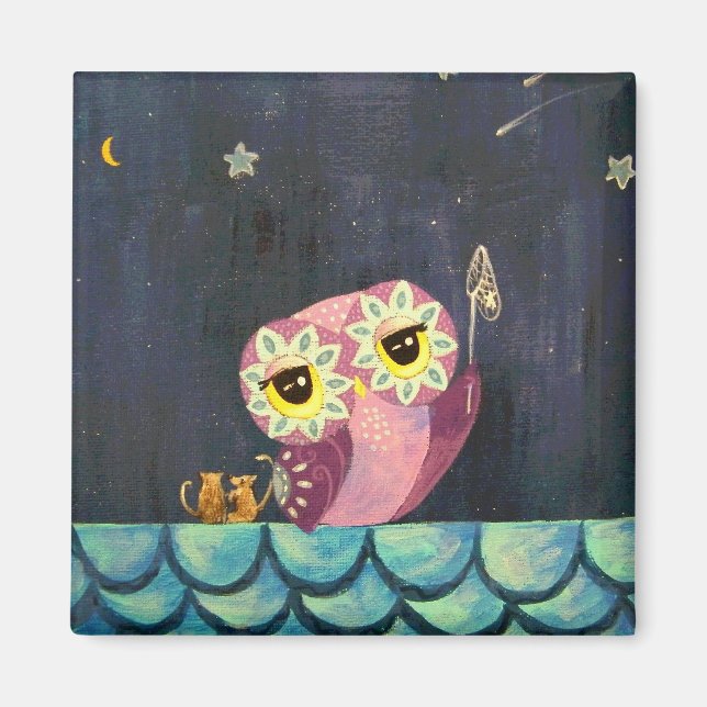 Imán Arte De Búho - Atrapa Una Estrella Caída (Frente)