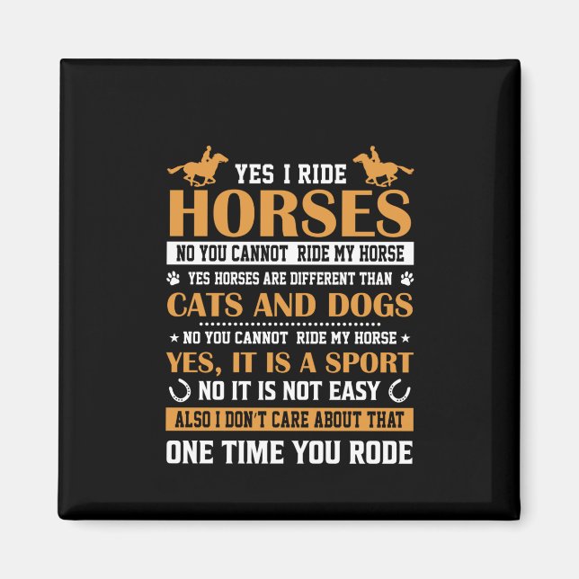 Imán Arte de caballos Sí Yo Viajo Caballos (Frente)