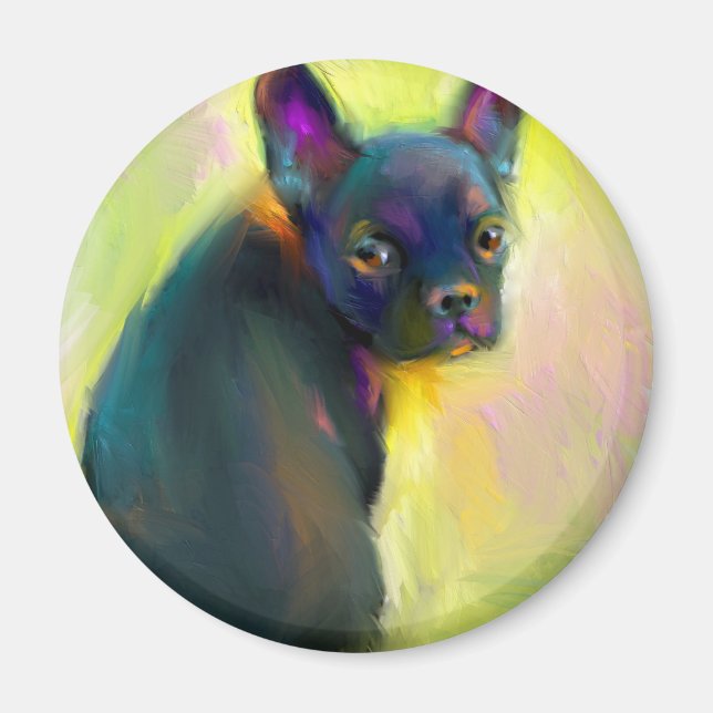 Imán Arte de cachorro de bulldog francés (Frente)