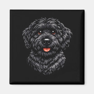 Imán arte de cachorro labradoodle negro lindo doodle pa