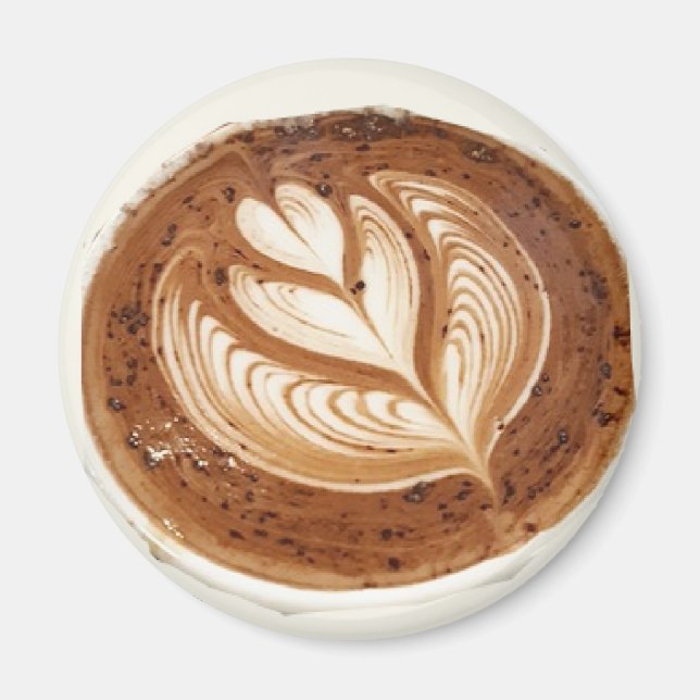 Imán Arte de café con leche de flores (Frente)