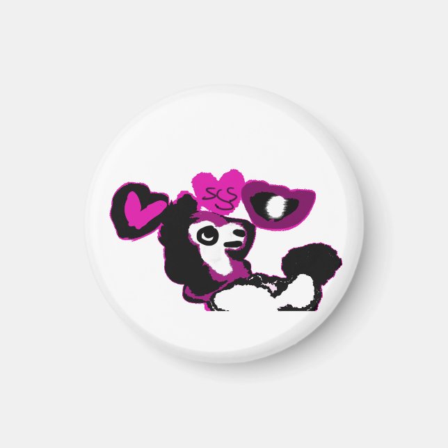 Imán arte de caniche púrpura (Frente)