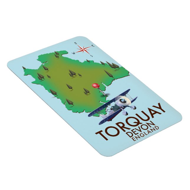 Imán Arte de cartel de mapa antiguo de Torquay Devon. (Lado Derecho)
