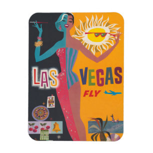 Imán Arte de cartel de viaje de juego de Las Vegas vint