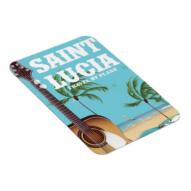 Imán Arte de cartel retro de vacaciones en Santa Lucía (Lado Derecho)