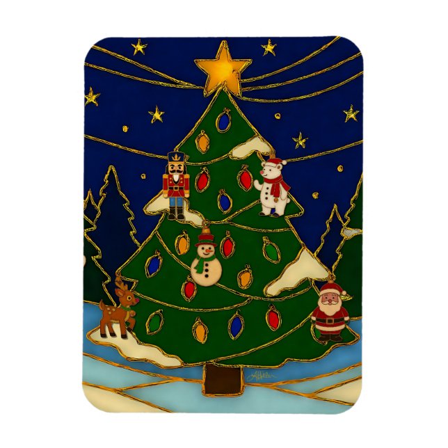 Imán Arte de cloisonne bosque caprichoso Navidad clásic (Vertical)