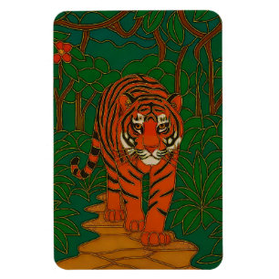 Imán Arte de cloisonne Tigre en el camino de la selva