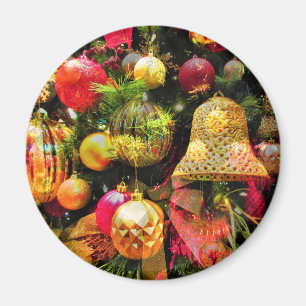 Imán Arte de Collage de Árbol de Navidad Colorido Festi