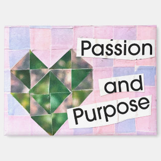 Imán Arte de Collage de Corazón Rosa Morado Boho Románt