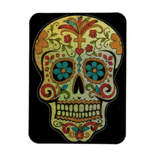 Imán Arte de cráneo de azúcar, Día de Muertos