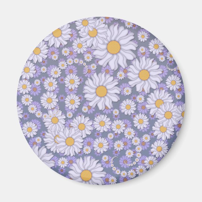Imán Arte de Daisies Lavanda Pastel (Frente)