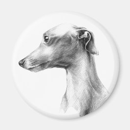 Imán Arte de dibujo del perro blanco de Greyhound itali
