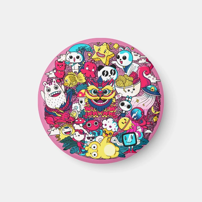 Imán Arte de Doodle en Japón (Frente)