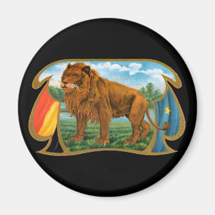 Imán Arte de etiqueta de cigarro vintage, León, Rey de