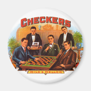 Imán Arte de etiqueta de puro vintage, Checkers Mild an