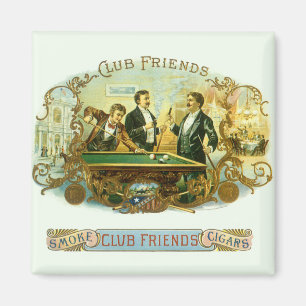 Imán Arte de etiquetas de cigarros vintage, Club Friend